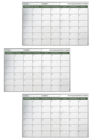 CNGSTORE® Manyetik Yapışkanlı Bir Aylık Program Planlayıcı Takvim 85x56 cm - Resim 8