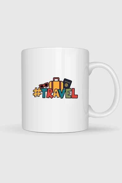 Travel - Bavul Ve Pasaport Baskılı Kupa Bardak ürün görseli