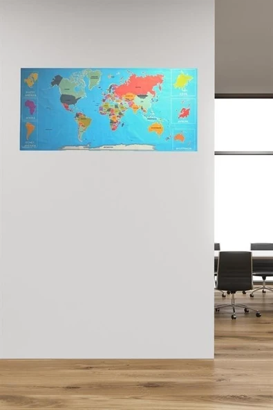 CNGSTORE® Renkli Atlas Dünya Haritası Manyetik Yapıştırıcı Gerektirmeyen Duvar Stickerı 118 CM * 56 CM - Resim 8