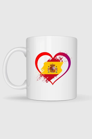 İspanya Kalp İçinde Baskılı Kupa Bardak - Resim 2