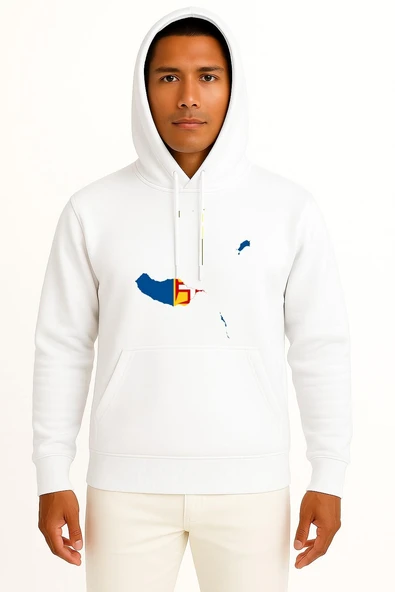 Kapüşonlu Madeira Adası Madeira Bayrağı Portekiz Göğüs Baskılı Unisex Sweatshirt ürün görseli