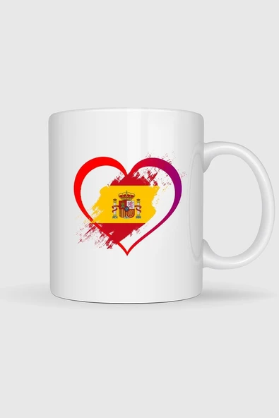 İspanya Kalp İçinde Baskılı Kupa Bardak ürün görseli