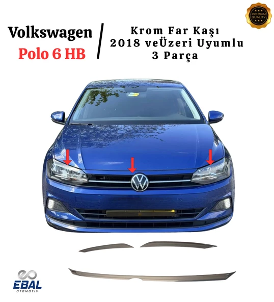 VW Polo 6 HB Krom Far Kaşı 2 Parça 2018 Ve Üzeri P. Çelik ürün görseli