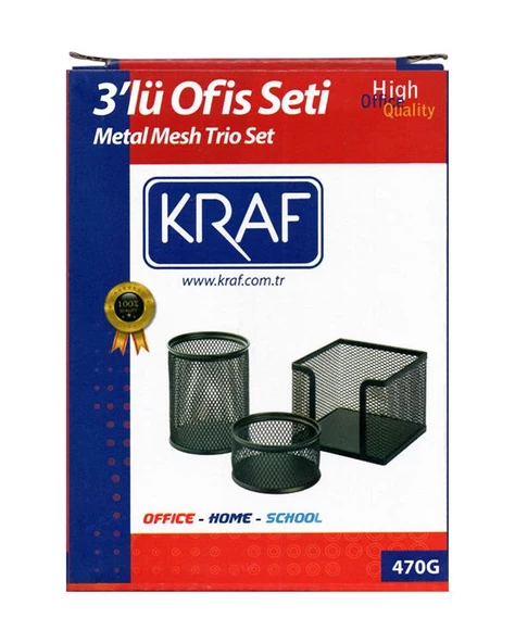 Kraf Perfore 3lü Ofis Seti Siyah 470G
