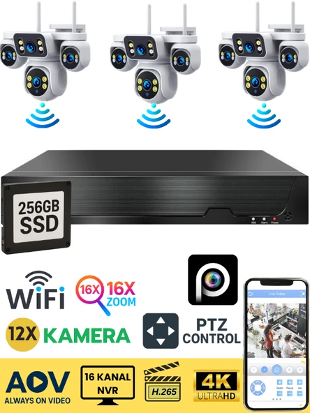 ST-RX OPTIMA 12 Kameralı WİFİ Kablosuz Güvenlik Kamerası Seti NVR Kayıt Cihazı (256GB SSD Dahil) ürün görseli 1