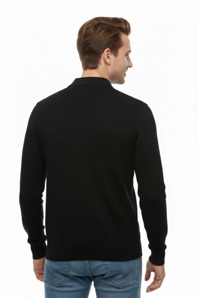 Erkek Polo Yaka Fermuarlı Triko Kazak Regular Fit  7001 BGL-ST04921 - Resim 8