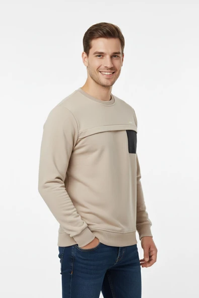 Erkek Mevsimlik Sıfır Yaka Sweatshirt BGL-ST04864 - Resim 8