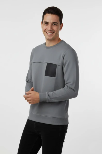 Erkek Mevsimlik Sıfır Yaka Sweatshirt BGL-ST04864 - Resim 12