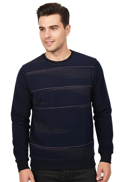 Erkek Sıfır Yaka Sweatshirt BGL-ST04863 - Resim 3