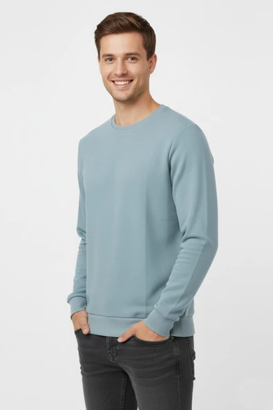 Erkek Sıfır Yaka Kazak Petek Örgü Klasik Kalıp 6635 BGL-ST04929 - Resim 6