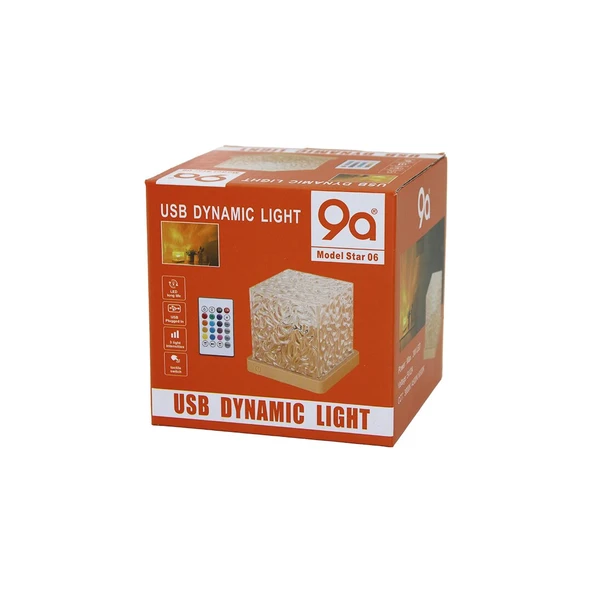 USB KUMANDALI RGB SU DESENLİ MİKA KRİSTAL PLASTİK GECE LAMBASI 9.5X9.5CMX11.5CM (5358) ürün görseli 1