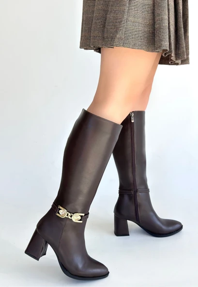 Mooni Kahverengi Cilt Topuklu Çizme ürün görseli
