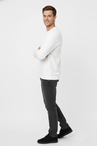 Erkek Sıfır Yaka Kazak Petek Örgü Klasik Kalıp 6635 BGL-ST04929 - Resim 7