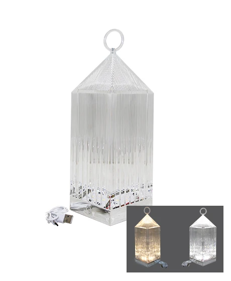 PİRAMİT KRİSTAL 3 RENK LED DOKUNMATİK USB ŞARJLI MASA LAMBASI (5358) ürün görseli 1