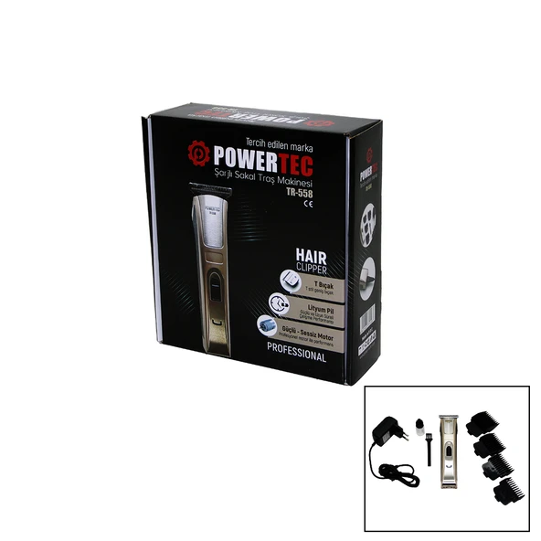 POWERTEC TR-558 ŞARJLI SAÇ SAKAL ENSE ÇİZİM TRAŞ MAKİNESİ T BIÇAK (5358) ürün görseli 1