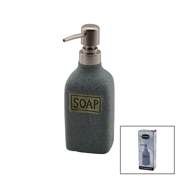 DİKDÖRTGEN GRİ - MAT DESEN SERAMİK SIVI SABUNLUK (5358) ürün görseli 1