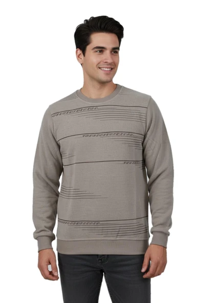 Erkek Sıfır Yaka Sweatshirt BGL-ST04863 - Resim 4