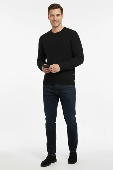 Erkek Sıfır Yaka Kazak Petek Örgü Klasik Kalıp 7002 BGL-ST04928 - Resim 6