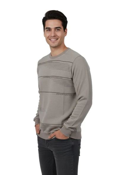 Erkek Sıfır Yaka Sweatshirt BGL-ST04863 - Resim 6