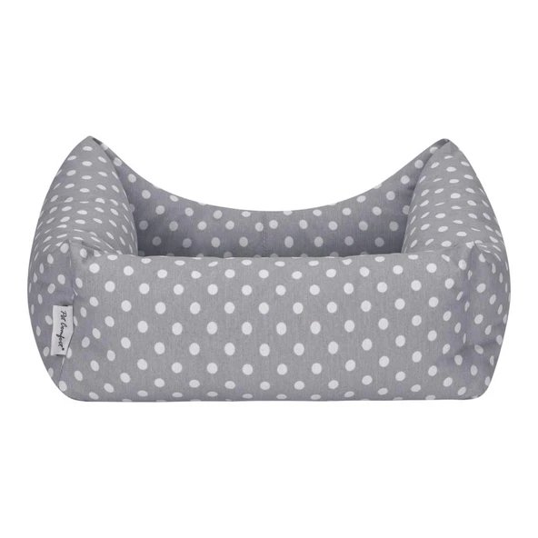 Pet Comfort Uniform Gri Puantiyeli Kedi ve Köpek Yatağı S 50x40cm - Resim 4