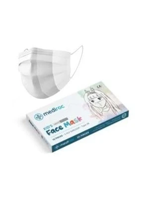 Mediroc Kids 3 Katlı Telli Çocuk Maskesi 10'lu Beyaz ürün görseli 1