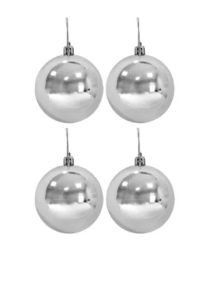 Nedi Yılbaşı Top Süs 10 Cm Metalik Gümüş 4"lü 10004s ürün görseli 1