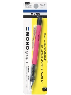 Tombow Mono Graph 0.5 Mm Shake Mekanik Versatil Kalem Neon Pink Dpa-134f Blisterli ürün görseli 1