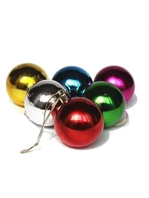 Nedi Yılbaşı Top Süs 6 Cm Metalik Karışık Renk 6"lı 6006m ürün görseli 1