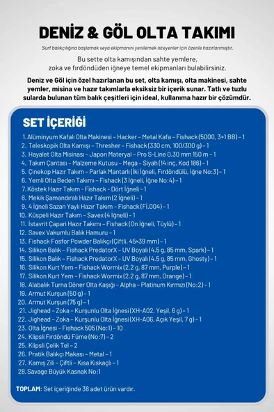 Deniz Ve Göl Profesyonel Olta Takımı Seti 2 (Metal 5000'lik Makine + 330cm 100-300g Atarlı Kamış) - Resim 2