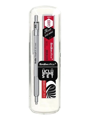 Scrikss Graph-x Metal Versatil Kalem+silgi+min 0.5 Saten Gri ürün görseli 1