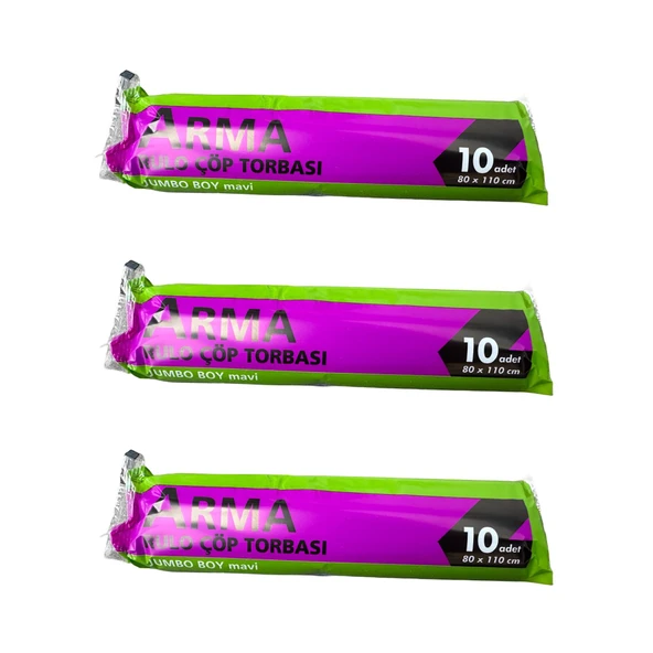 Arma Jumbo Boy 90 Lt. Mavi Çöp Torbası Poşeti - 80 x 110 Cm / 10 Adetlik 3 Rulo ürün görseli 1
