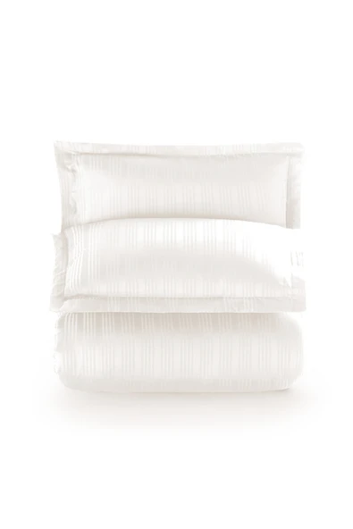 Pierre Cardin Çizgili Saten Nevresim Takımı Çift Kişilik Voyage Beyaz - Resim 3