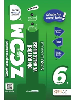 Günay Yay.- 6.sınıf Zoom Serisi Din Kültürü ve Ahlak Bilgisi Soru Bankası 2324 ürün görseli 1