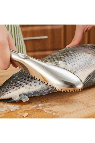 Balık Pulu Temizleyici Soyucu Kolay Balık Pul Derisi Temizleme Soyma Fırçası Bıçağı Çelik 23x3.5 cm - Resim 7
