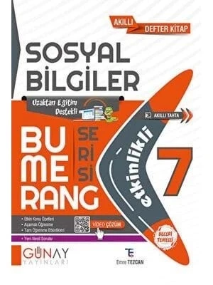 Günay Yay.- 7.sınıf Bumerang Sosyal Bilgiler Akıllı Defter Kitap 2324 ürün görseli 1