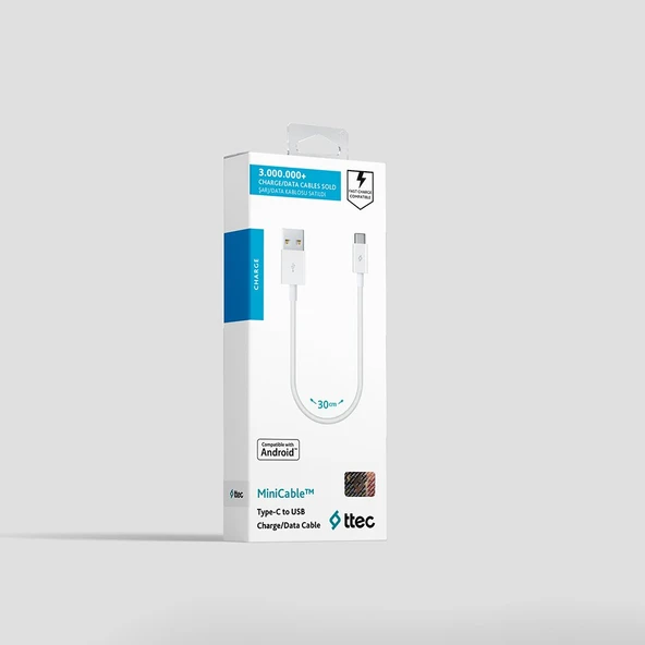 Ttec MiniCable Type-C Şarj Data Kablosu 30 Cm 2DK7519B - Resim 2