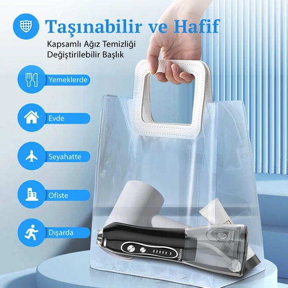 H2ofloss Şarjlı Kablosuz Ağız Duşu Diş Teli Temizleme (Resmi Distribütör Garantili) - Resim 7