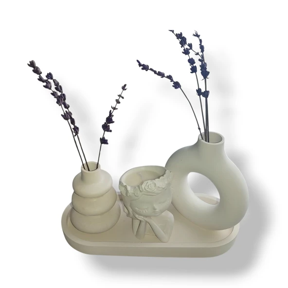 4lü set Dalgalı ve yuvarlak vazo çiçekçi kız kokulu mum ürün görseli 1