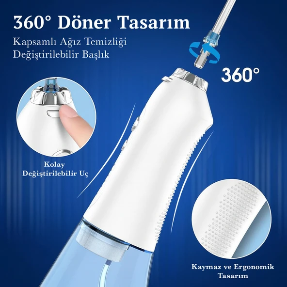 H2ofloss Şarjlı Kablosuz Ağız Duşu Diş Teli Temizleme (Resmi Distribütör Garantili) - Resim 3