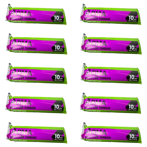 Arma Jumbo Boy 90 Lt. Mavi Çöp Torbası Poşeti - 80 x 110 Cm / 10 Adetlik 10 Rulo ürün görseli 1