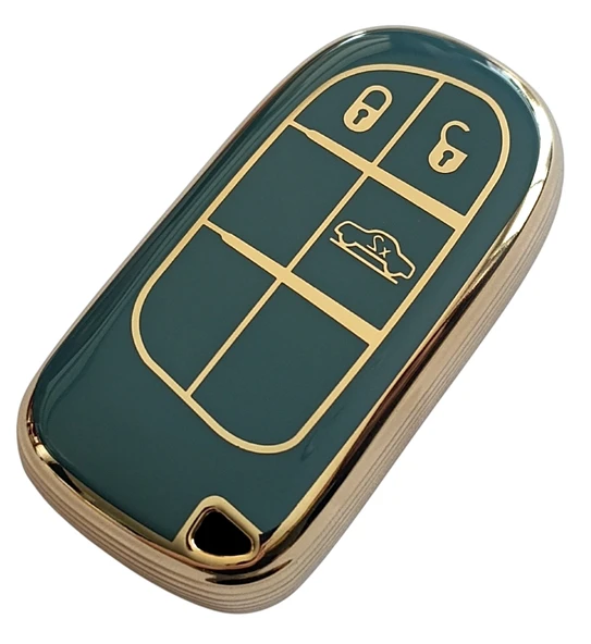 Egea Cross 500 Jeep Dodge Chrysler Uyumlu Smart Kumanda Anahtar Kılıfı Oto Anahtarlık Turkuaz Gold - Resim 2