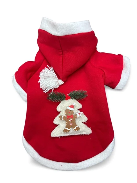 Yılbaşı Ağacı Kırmızı Polar Köpek Kıyafeti | Kapüşonlu Noel Köpek Sweatshirt | Küçük Irklar İçin - Resim 2