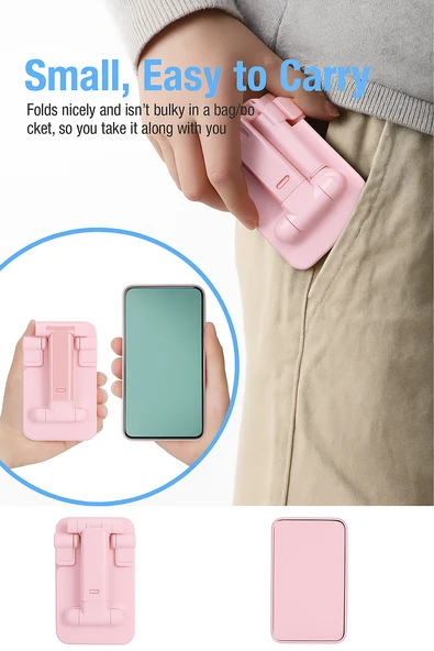 Masaüstü Telefon Tutucu Tablet Standı 2 Kademeli Katlanır Uzunluk Ayarlı - Resim 3