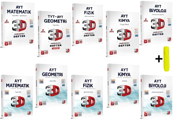 3D Yayınları AYT Sayısal Matematik Geometri Fizik Kimya Biyoloji Defter Soru Seti 10 Kitap ürün görseli