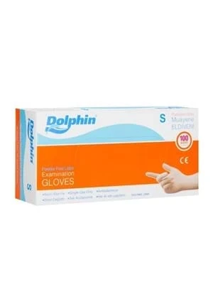 Dolphin Lateks Muayene Eldiveni Pudrasız Small 100"lü ürün görseli 1
