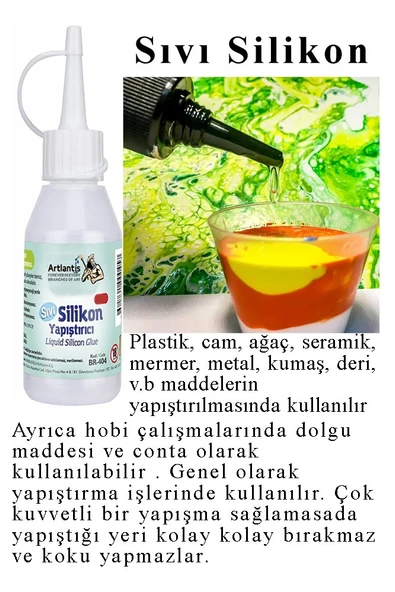 Sıvı Silikon Yapıştırıcı 100 ml 2 Adet Brons Silikon Yapıştırıcı Sıvı 100 gr Plastik Cam Mermer Kağıt Karton Tahta Köpük - Resim 2
