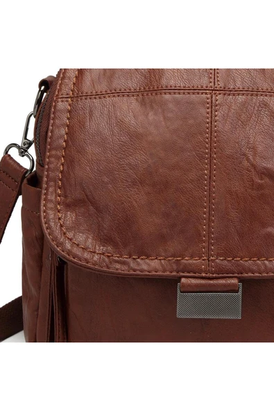 Yıkama Deri Sırt Askılı Kadın Çantası 21-K Barcelona 1908 - Resim 2