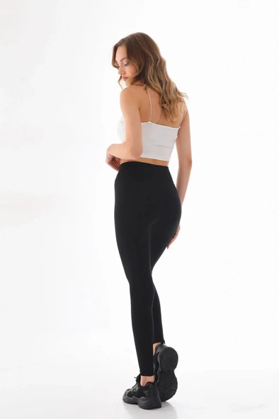 Vogsing 345 Siyah Geniş Fitilli Şardonlu Bayan Tayt 2XL BEDEN - Resim 2