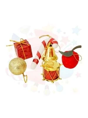 Nedi Yılbaşı Ağaç Süsü Şeker Kamışı Trampet Top Hediye Kutu Elma Nedı-3 ürün görseli 1