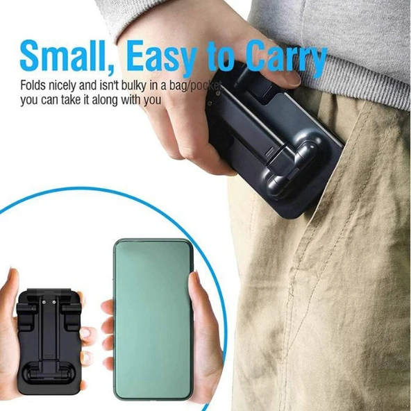 Masaüstü Telefon Tutucu Tablet Standı 2 Kademeli Katlanır Uzunluk Ayarlı - Resim 3